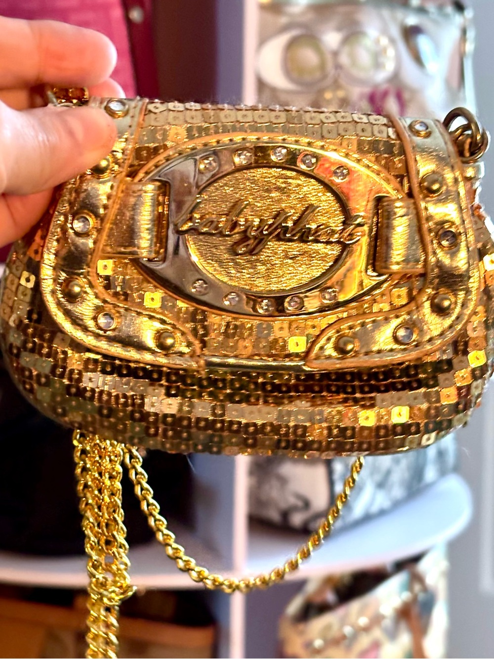 Baby Phat Gold Sequin Mini Shoulder Bag